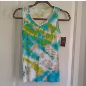 J. Jill Tie-Dye Tank Top - Blue, Green, White